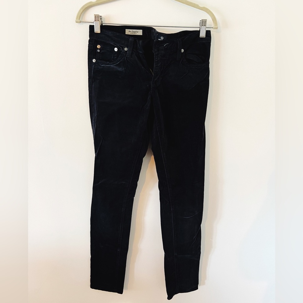 AG Skinny Velvet pants, slate/blue, size 27